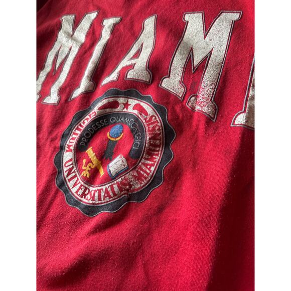 Vintage NCAA U of Miami Hurricanes USA Made Red Galt Sand L Crewneck Sweatshirt - Picture 3 of 10